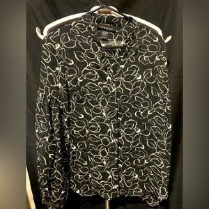 Large Black Sheer Button Down Women’s Blouse, Preloved in great condition.